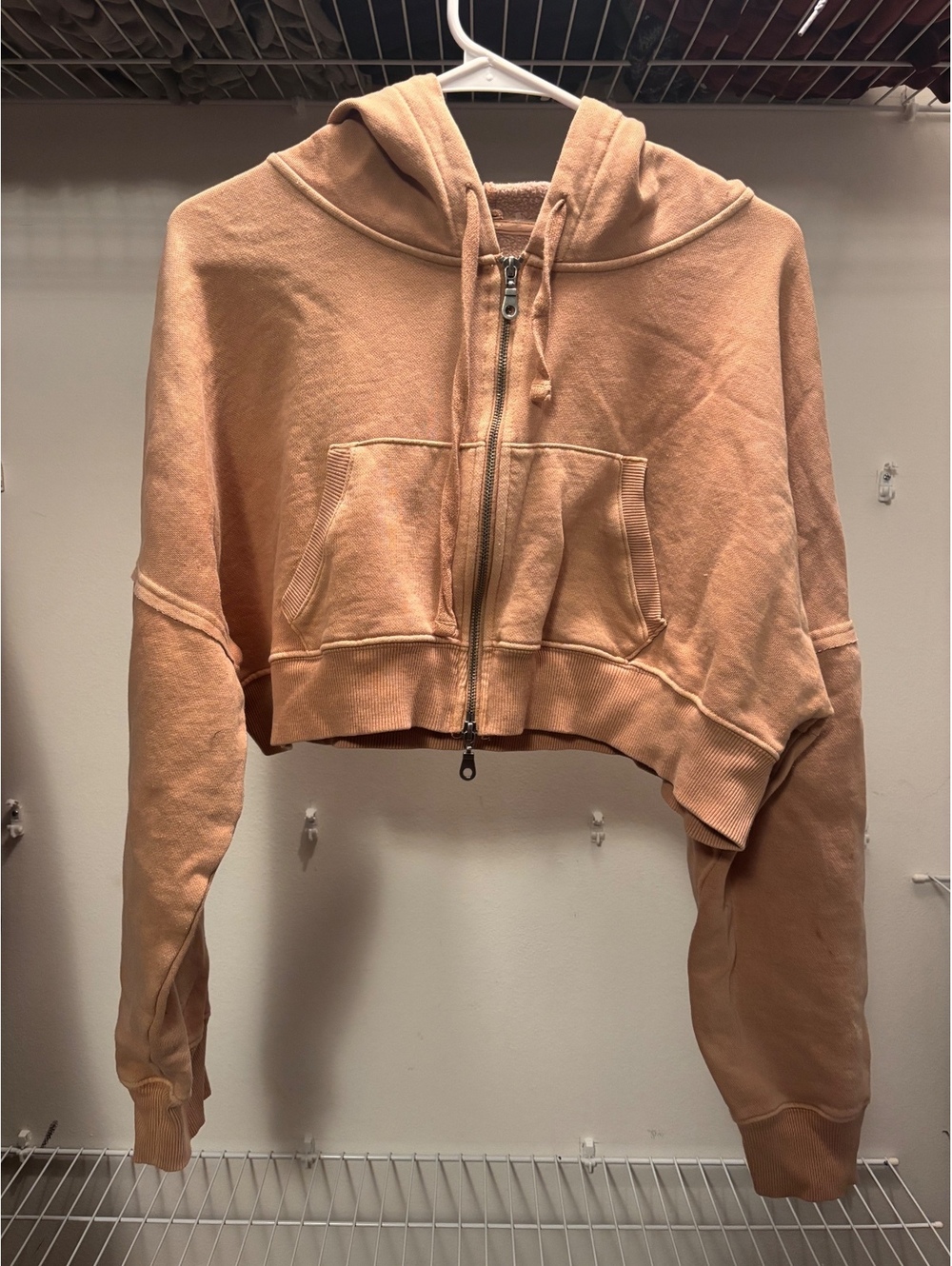 Aéropostale Peach Cropped Zip-Up Hoodie Size L